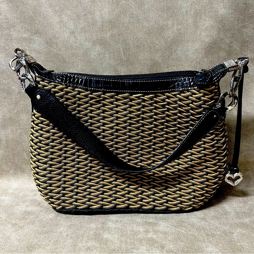 Brighton Black and Tan Woven Shoulder Bag